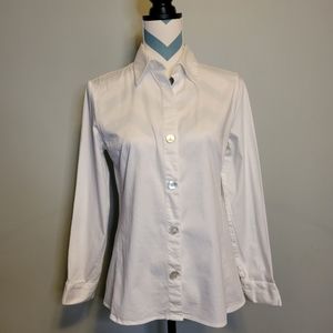 Chico's White Cotton/Spandex Blend Long Sleeve Button Up Size 1